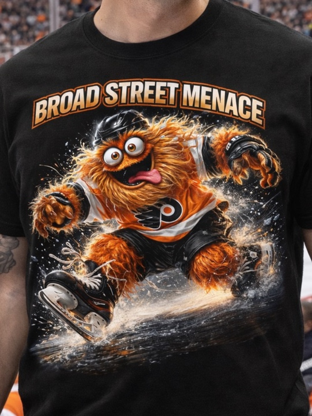 Broad Street Menace Gritty Graphic Tee - Black & Orange S-5xl